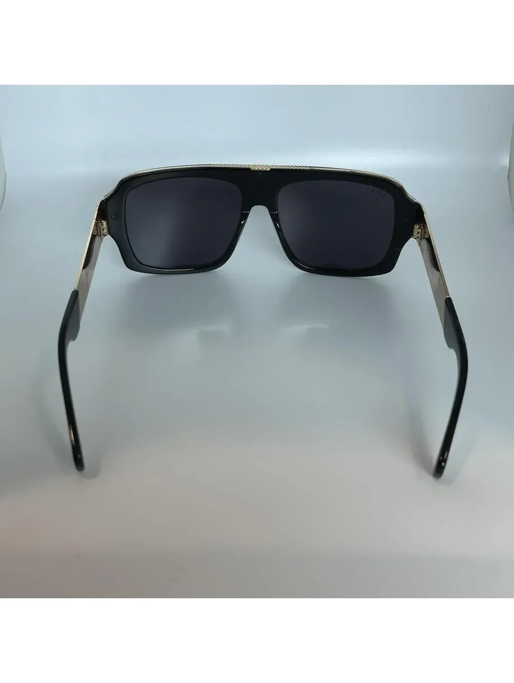 9Five Black and Gold Rectangular Sunglasses